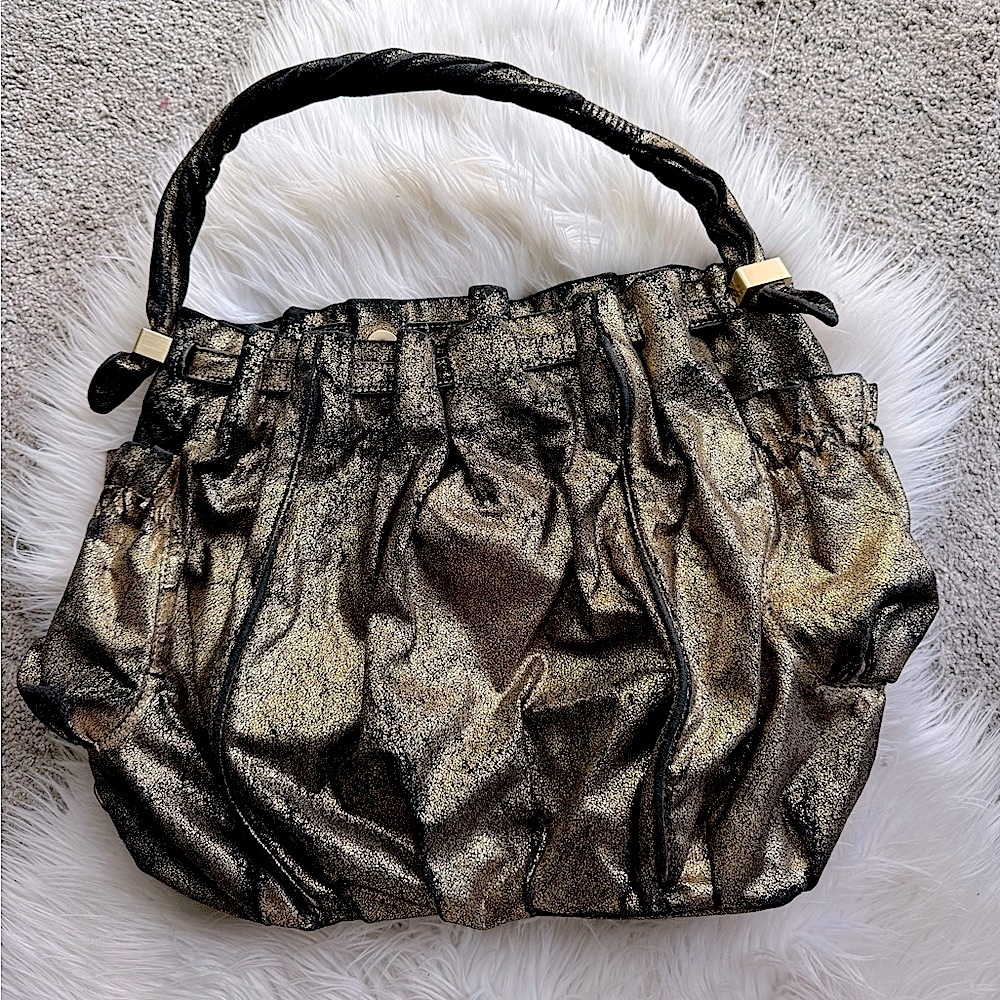 Botkier for Target Gold and Black Canvas Bag EUC